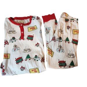 The Beaufort Bonnet Company Pajama Set Size 7 North Pole Train Christmas Pima